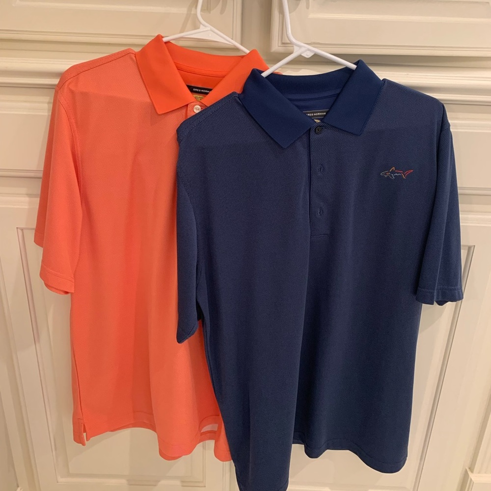 Two Greg Norman golf polos medium